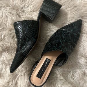 Snake print mules